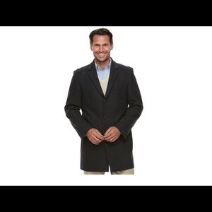 Men's Ike Behar Tailored-Fit Herringbone wool blend Top coat